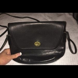 Vintage black Coach shoulder bag with Coach stamp,